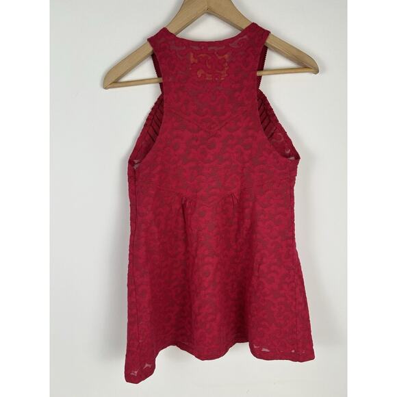 Free People Lace Tank Top Blouse Pink‎ Longline Size Medium Boho Festival Medium - Picture 5 of 10